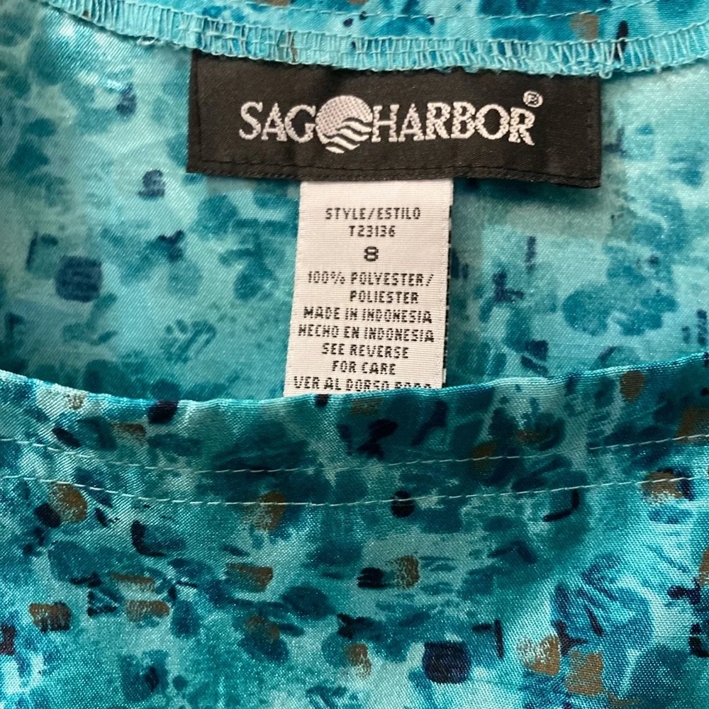 Pretty turquoise print size 8 Sag Harbor sleeveless top - Picture 3 of 3